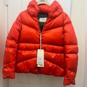 Herno Ultralight Super Warm Goose Down Puffer Jacket Orange Sz 40 Made in Italy